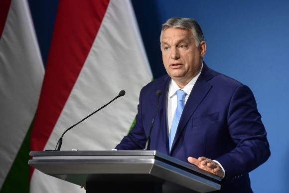 Orbán Viktor miniszterelnök a Kormányinfó sajtótájékoztatón a Miniszterelnöki Kabinetiroda sajtótermében 2021. június 10-én. MTI/Koszticsák Szilárd