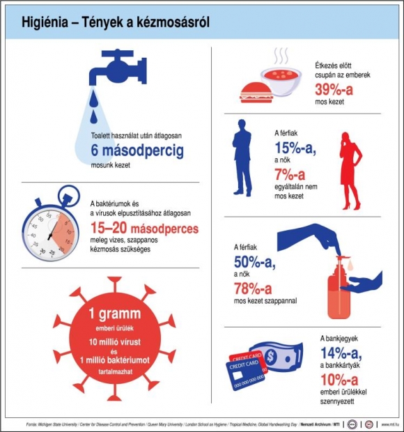 Higiénia - Tények a kézmosásról (MTI grafika)