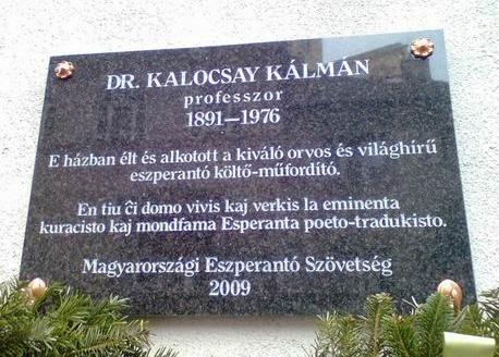 Dr. Kalocsay Kálmán emléktáblája Budán, a Nyúl utcában
