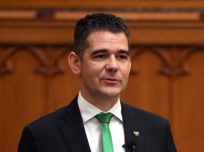 Novák Előd, a Mi Hazánk képviselője az Országgyűlés korábbi plenáris ülésén (Fotó: MTI/Kovács Attila)